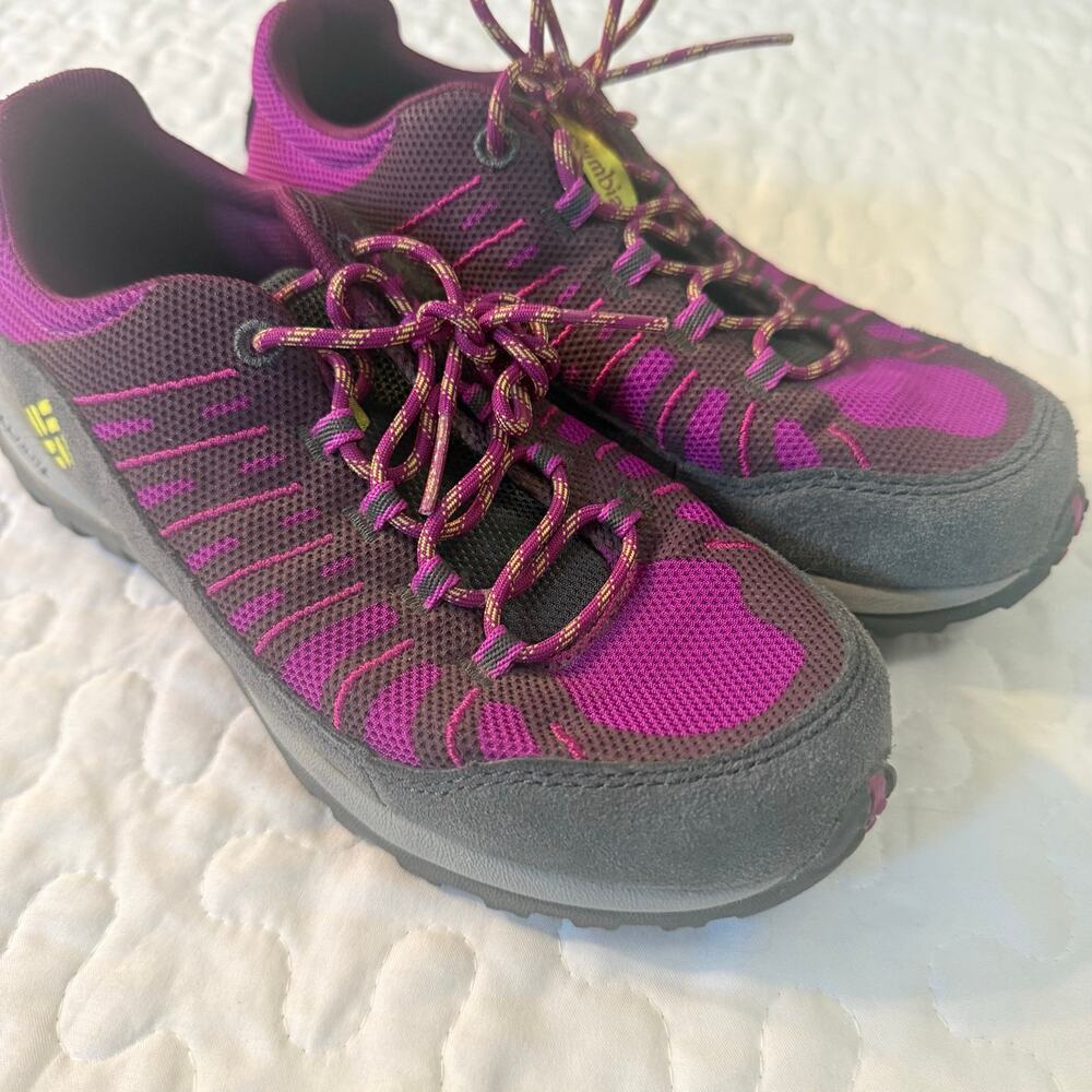Columbia Omni-Grip Trail Hiking Shoes KIDS GIRL US 3 Purple Gray EU34 TECHLITE